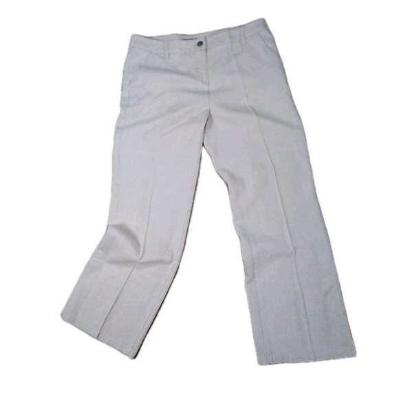 PER UNA Linen Lyocell Straight Leg Trousers Biege 32/28.5 Sz US 8 Clean Girl EUC - Picture 5 of 9